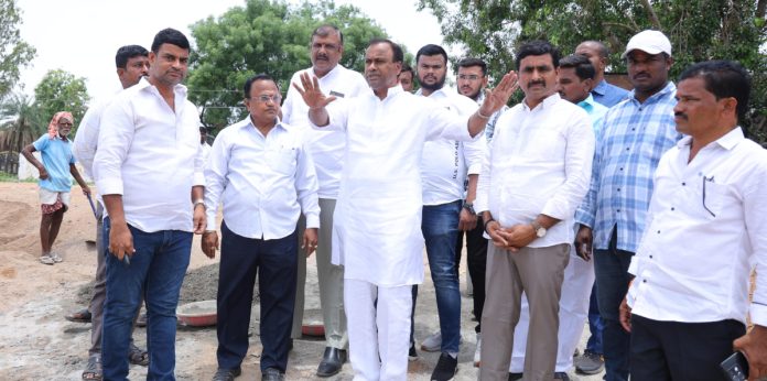 MLA inspects temple construction works.