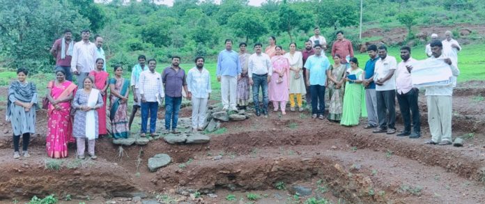 Surprise inspection of farm pond works by senior officials.