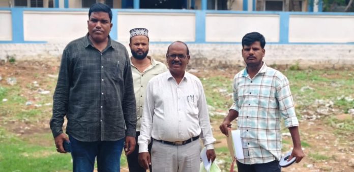 Site inspection for the construction of the new Gram Panchayat building.