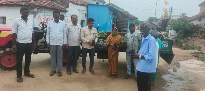 లోంగన్ లో ఇంటింటికీ మొక్కలు పంపిణీ చేసిన ఎంపీడీఓ