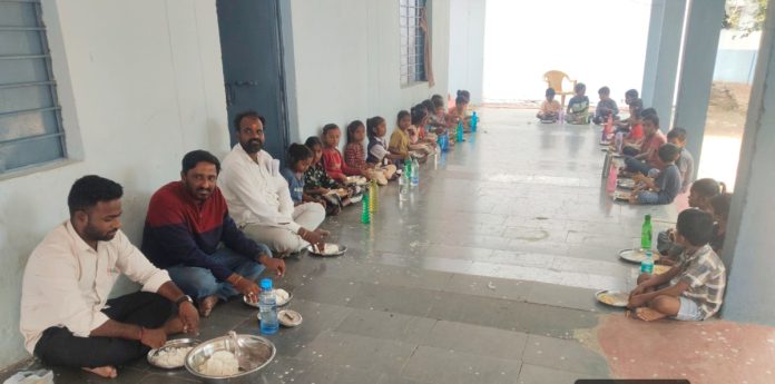 Sarpanch inspects the Mid-Day Meal Scheme.