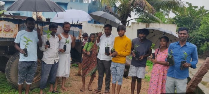 అంబేద్కర్ నగర్ గ్రామంలో మొక్కలు పంపిణీ చేసిన సర్పంచ్