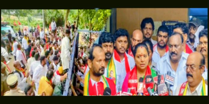 JVR-OC security and police stopped Kavitha.