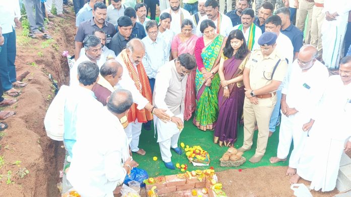 Minister Vivek performs the groundbreaking ceremony for the ATC construction.