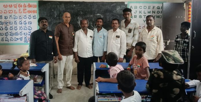 Distribution of pens to students