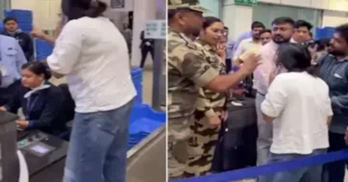 ఇండిగో విమానం రద్దు..లగేజీ బెల్ట్పైకి ఎక్కి ఓ ప్రయాణికురాలు నిరసన