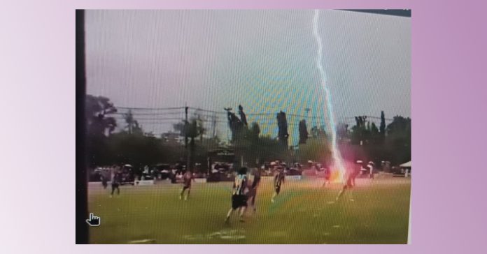 Football player dies after being struck by lightning... VIDEO