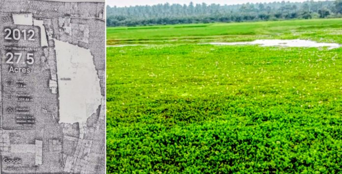 The 'Venukakunta' pond was swallowed up