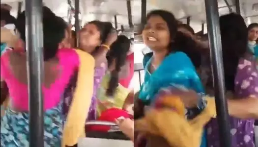 బస్సులో సీటు కోసం పొట్టుపొట్టు కొట్టుకున్న మహిళలు