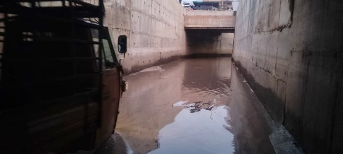 The underpass became flooded after just a little rain.
