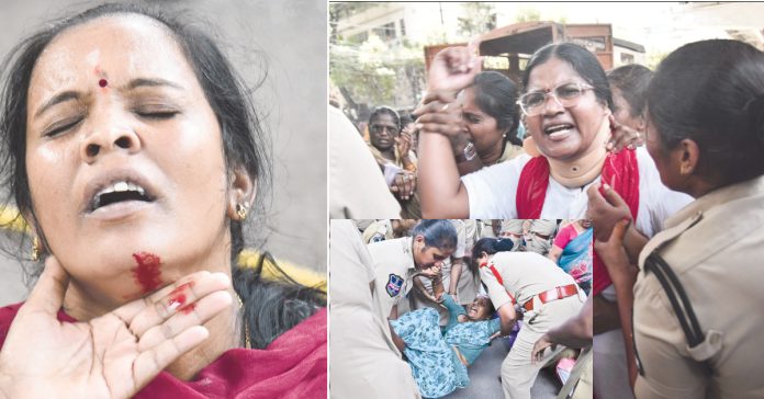 ఆశాల ‘చలో హైదరాబాద్’ ఉద్రిక్తం