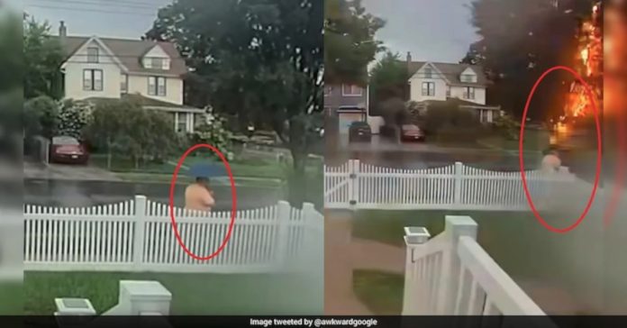 Sudden lightning strike... disaster narrowly averted... video.
